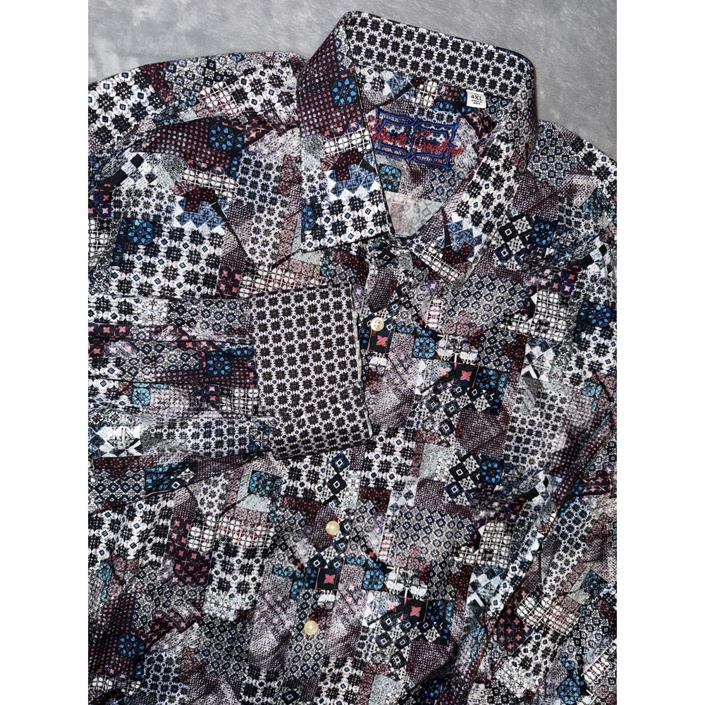 Robert Graham Flip Cuff Shirt Men 4XL Patchwork Plaid Cotton‎ Long Sleeve Luxe